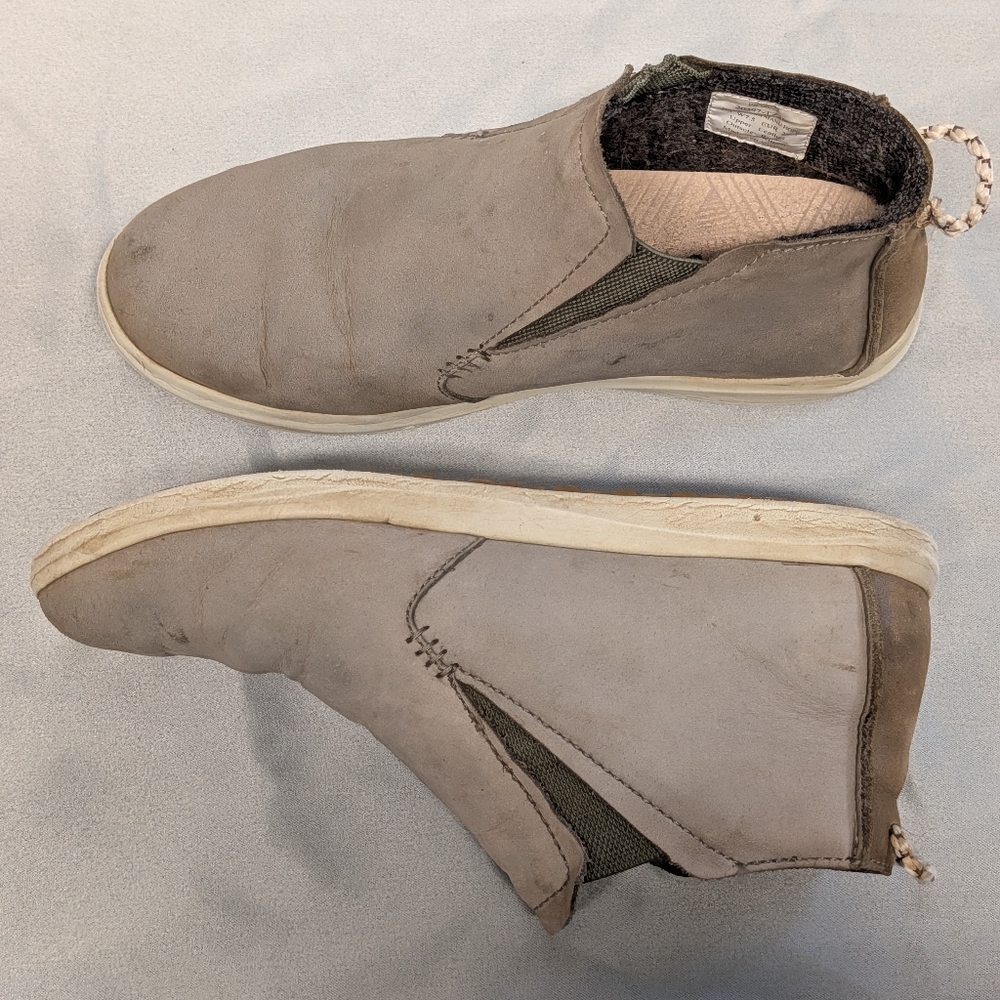 Olukai Boots Taupe Beige Leather Hawai'iloa Manu Hope Ankle Shoes Size 7.5